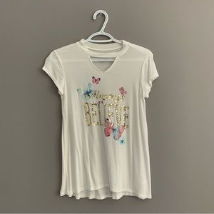 Justice Size 14-16 White Girls Short Sleeve Tee